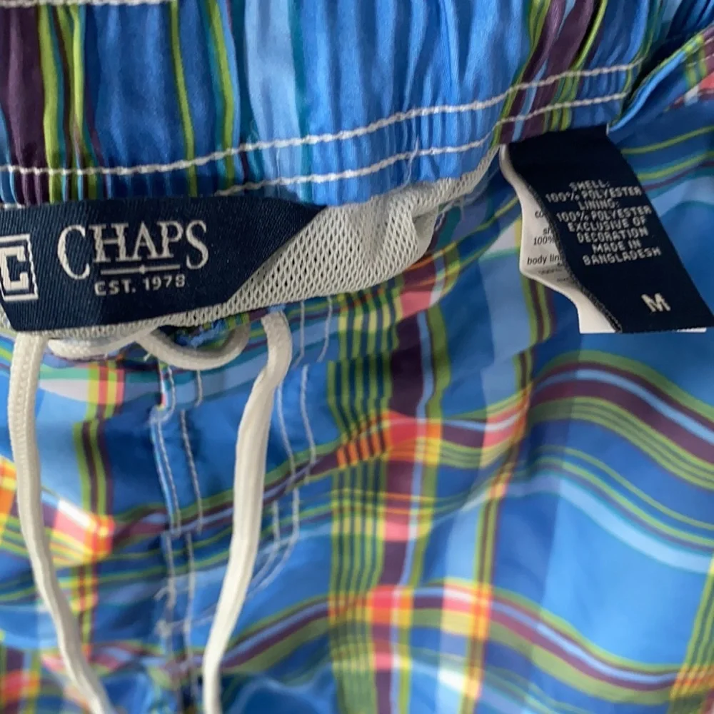Mens Chaps Adriatic Plaid Swimming Shorts‎ Trunks, Size M